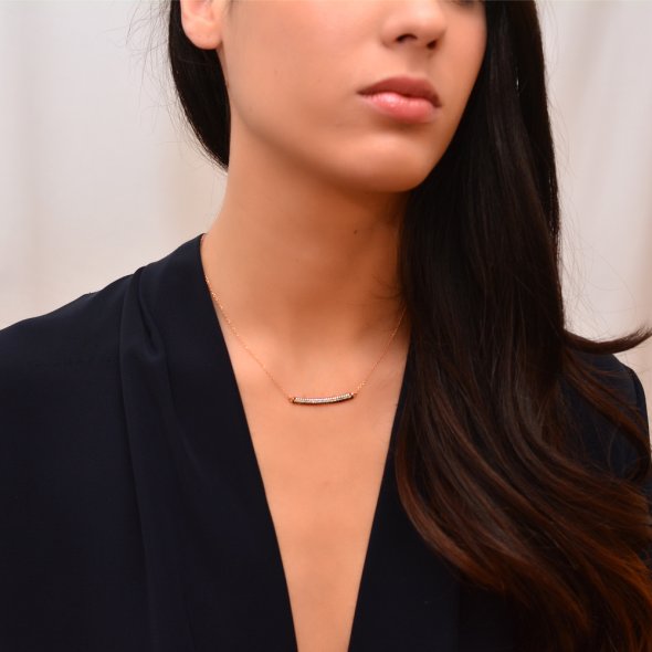 Κολιέ με ζιργκόν - ΡΟΖ, K9, ΓΥΑΛΙΣΤΕΡΟ, ΖΙΡΓΚΟΝ, ΛΕΥΚΟ, 43cm - 1