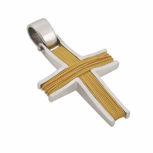 Σταυρός δίχρωμος - ΚΙΤΡΙΝΟ ΛΕΥΚΟ, K9, ΓΥΑΛΙΣΤΕΡΟ