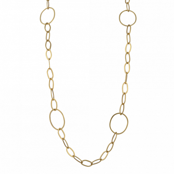 Κολιέ με κρίκους και κύκλους - ΚΙΤΡΙΝΟ, K14, ΓΥΑΛΙΣΤΕΡΟ, 80cm