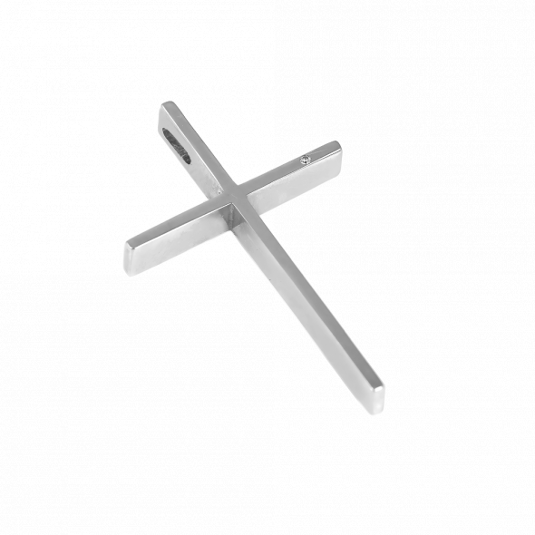 Σταυρός με διαμάντι - ΛΕΥΚΟ, K14, ΓΥΑΛΙΣΤΕΡΟ, ΔΙΑΜΑΝΤΙ, 0,01