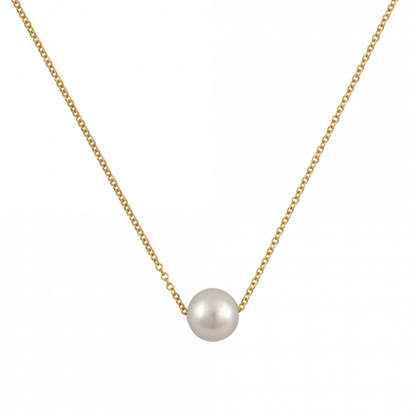 Κολιέ με μαργαριτάρι - ΚΙΤΡΙΝΟ, K14, ΓΥΑΛΙΣΤΕΡΟ, ΜΑΡΓΑΡΙΤΑΡΙ, 43cm