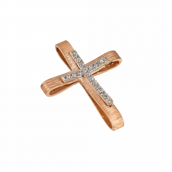 Σταυρός με ζιργκόν - ΡΟΖ ΛΕΥΚΟ, K14, ΜΑΤ, ΖΙΡΓΚΟΝ, ΛΕΥΚΟ