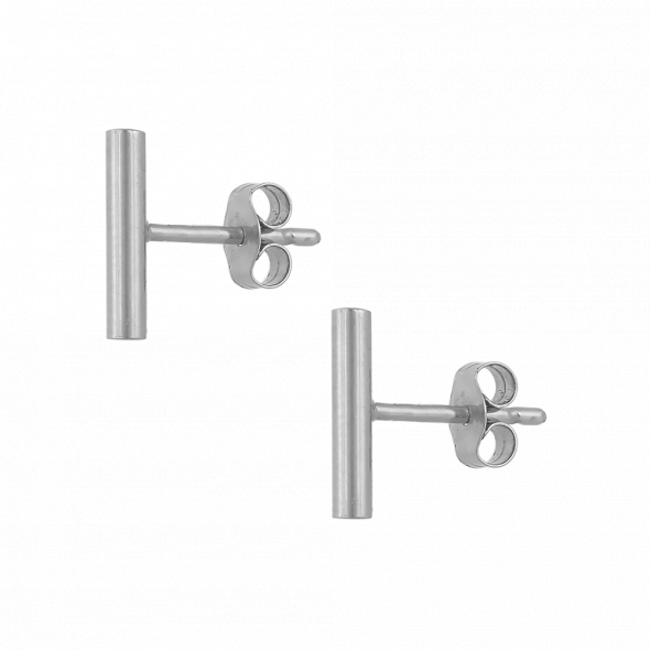 Σκουλαρίκια μπάρες - ΛΕΥΚΟ, K14, ΓΥΑΛΙΣΤΕΡΟ