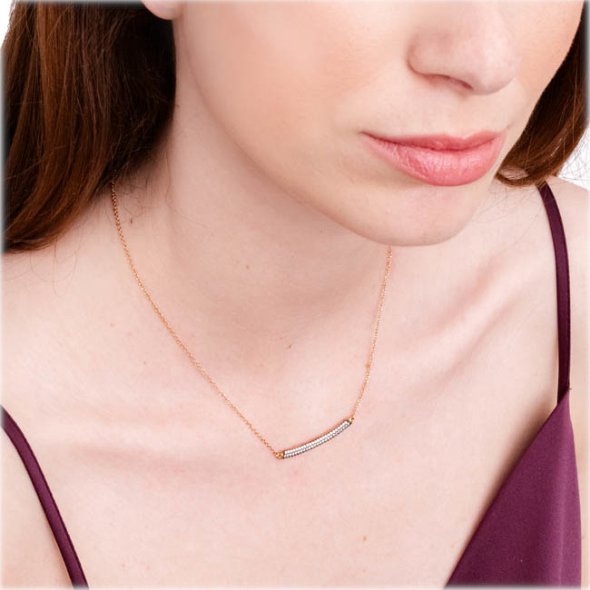 Κολιέ με ζιργκόν - ΡΟΖ, K9, ΓΥΑΛΙΣΤΕΡΟ, ΖΙΡΓΚΟΝ, ΛΕΥΚΟ, 43cm - 2