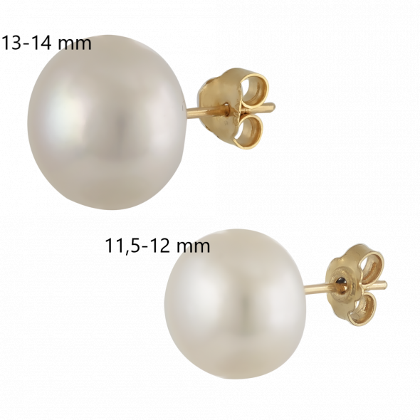 Σκουλαρίκια κουμπωτά με μαργαριτάρι - ΚΙΤΡΙΝΟ, K14, ΓΥΑΛΙΣΤΕΡΟ, ΜΑΡΓΑΡΙΤΑΡΙ - 1
