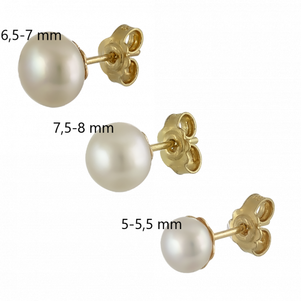 Σκουλαρίκια κουμπωτά με μαργαριτάρι - ΚΙΤΡΙΝΟ, K14, ΓΥΑΛΙΣΤΕΡΟ, ΜΑΡΓΑΡΙΤΑΡΙ - 1