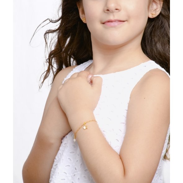 Σκουλαρίκια παιδικά κορώνα - ΚΙΤΡΙΝΟ, ΑΣΗΜΙ, ΓΥΑΛΙΣΤΕΡΟ - 1