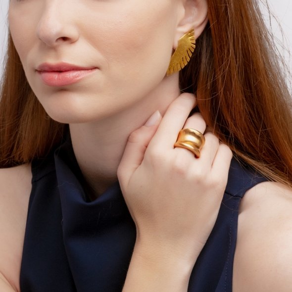 Δαχτυλίδι φαρδύ - ΡΟΖ, K18, ΜΑΤ, 55 - 1