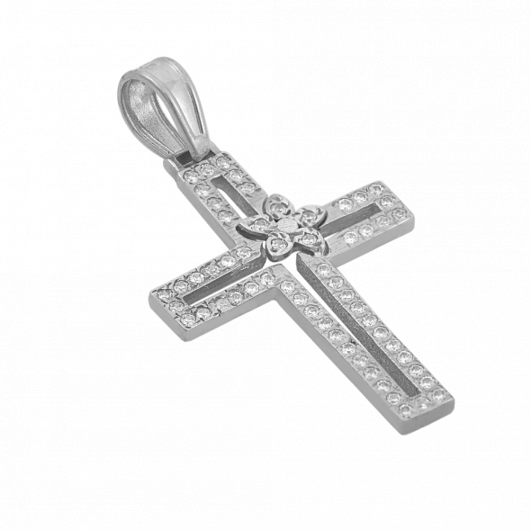 Σταυρός δίχρωμος με λουλούδι