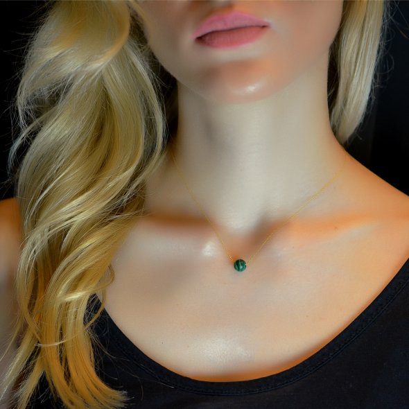 Κολιέ ζώδιο - Μαλαχίτης - Ταύρος - ΚΙΤΡΙΝΟ, ΧΡΥΣΟΣ K9, ΓΥΑΛΙΣΤΕΡΟ, ΜΑΛΑΧΙΤΗΣ, GREEN , 40cm - 1