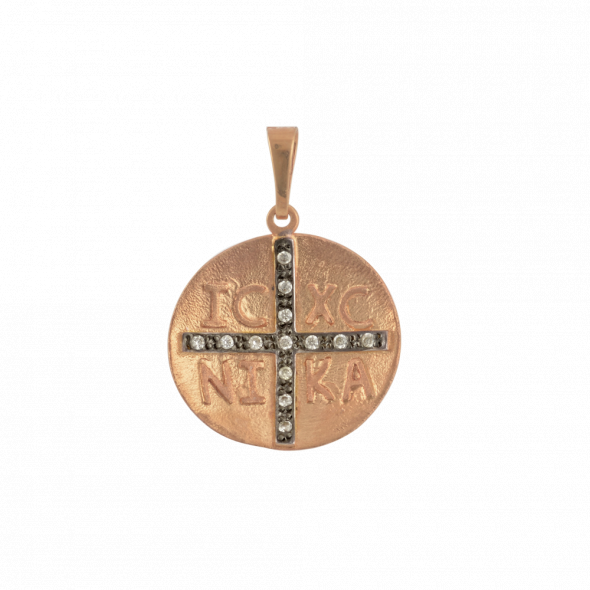 Μενταγιόν Κωνσταντινάτο  - ΜΑΥΡΟ-ΡΟΖ, ΧΡΥΣΟΣ K14, ΓΥΑΛΙΣΤΕΡΟ, ZIRCON, WHITE