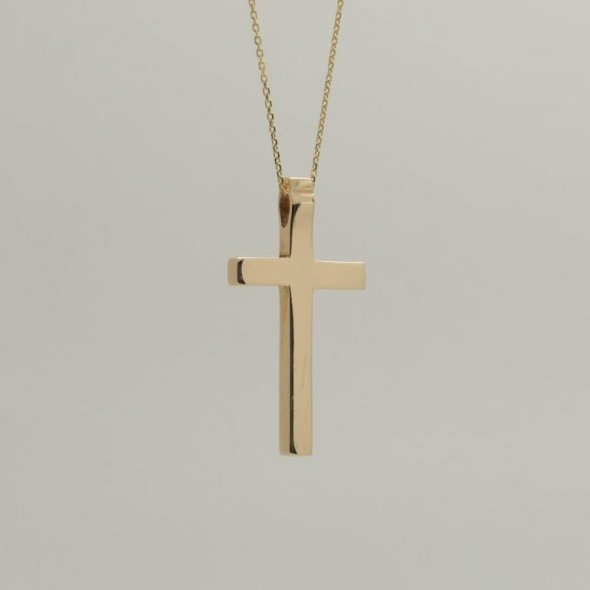 Σταυρός λιτός λουστρέ χωρίς κρίκο - ΚΙΤΡΙΝΟ, ΧΡΥΣΟΣ K14, ΓΥΑΛΙΣΤΕΡΟ