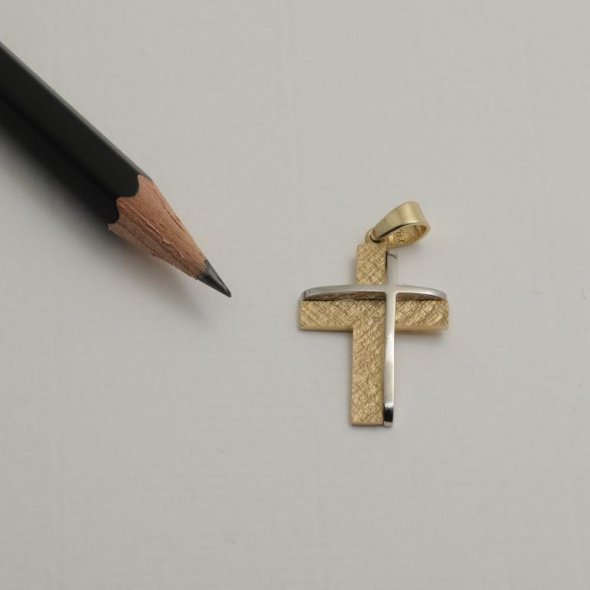 Σταυρός διπλός με ανάγλυφη ματ επεηξεργασία  - ΛΕΥΚΟ, ΧΡΥΣΟΣ K9, ΜΑΤ-ΓΥΑΛΙΣΤΕΡΟ - 1
