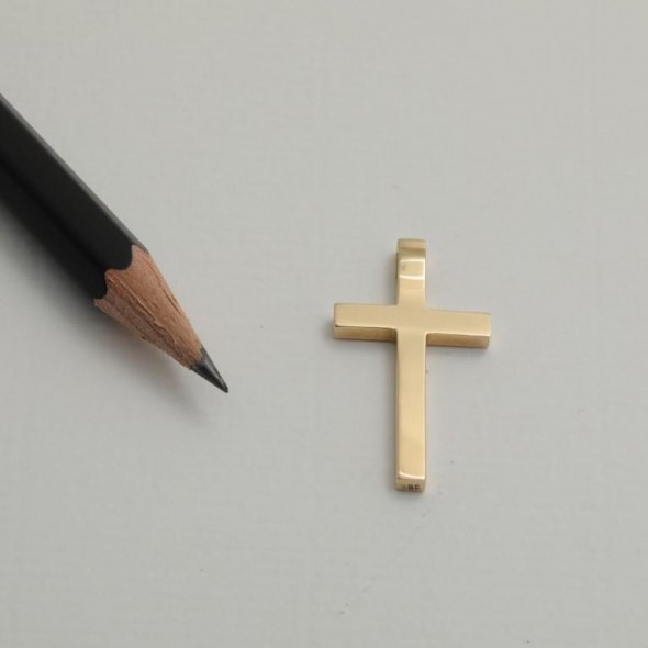 Σταυρός λιτός λουστρέ χωρίς κρίκο - ΚΙΤΡΙΝΟ, ΧΡΥΣΟΣ K14, ΓΥΑΛΙΣΤΕΡΟ - 1
