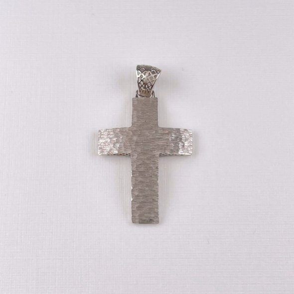 Σταυρός λευκόχρυσος ,σφυρίλατος - ΛΕΥΚΟ, ΧΡΥΣΟΣ K14, ΣΦΥΡΗΛΑΤΟ - 2