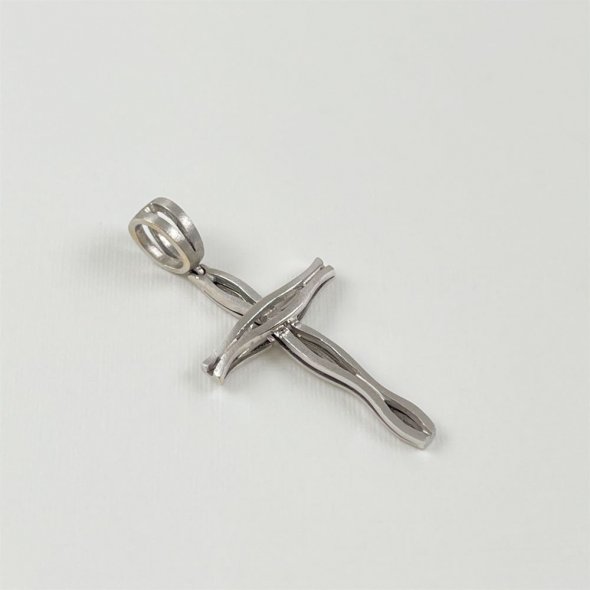 Σταυρός χειροποίητος, λευκός με ματ υφή - ΛΕΥΚΟ, ΧΡΥΣΟΣ K18, ΜΑΤ-ΓΥΑΛΙΣΤΕΡΟ - 1