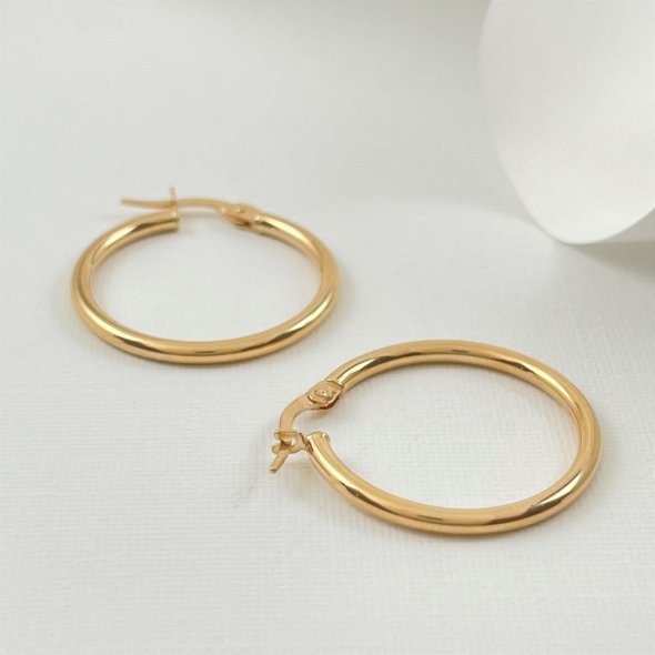 Σκουλαρίκια κρίκοι χρυσοί - ΚΙΤΡΙΝΟ, ΧΡΥΣΟΣ K14, ΓΥΑΛΙΣΤΕΡΟ