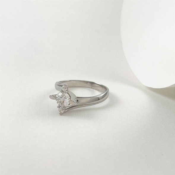 Δαχτυλίδι μονόπετρο με ζιργκον - ΛΕΥΚΟ, ΧΡΥΣΟΣ K14, ΓΥΑΛΙΣΤΕΡΟ, ΖΙΡΓΚΟΝ, WHITE - 1