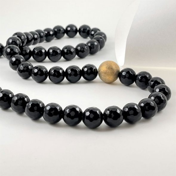 Κολιέ με μαύρο όνυχα - ΚΙΤΡΙΝΟ, ΑΣΗΜΙ, ΜΑΤ-ΓΥΑΛΙΣΤΕΡΟ, ΟΝΥΧΑΣ, BLACK - 1