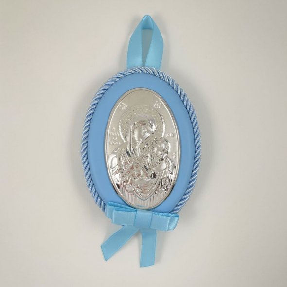 Διακοσμητικό φυλαχτό, εικόνα Παναγίας - ΛΕΥΚΟ, ΑΣΗΜΙ, ΜΑΤ-ΓΥΑΛΙΣΤΕΡΟ - 1