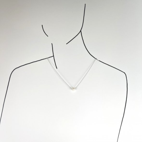 Κολιέ με μαργαριτάρι  - ΛΕΥΚΟ, ΑΣΗΜΙ, ΓΥΑΛΙΣΤΕΡΟ, ΜΑΡΓΑΡΙΤΑΡΙ - 2