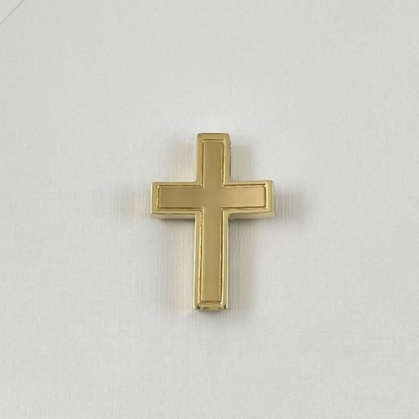 Σταυρός διπλής όψης χωρίς κρίκο - ΚΙΤΡΙΝΟ-ΛΕΥΚΟ, ΧΡΥΣΟΣ K14, ΜΑΤ-ΓΥΑΛΙΣΤΕΡΟ - 2