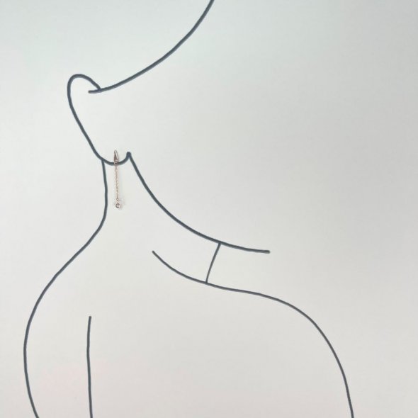 Σκουλαρίκια κρεμαστά με διαμάντια - ΡΟΖ, ΧΡΥΣΟΣ K14, ΓΥΑΛΙΣΤΕΡΟ, ΔΙΑΜΑΝΤΙ, 0,04 - 2