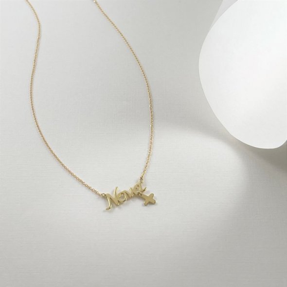 Κολιέ "Νονά" - ΚΙΤΡΙΝΟ, ΧΡΥΣΟΣ K14, ΓΥΑΛΙΣΤΕΡΟ, ΔΙΑΜΑΝΤΙ, WHITE, 0,04