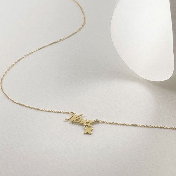 Κολιέ "Νονά" - ΚΙΤΡΙΝΟ, ΧΡΥΣΟΣ K14, ΓΥΑΛΙΣΤΕΡΟ, ΔΙΑΜΑΝΤΙ, WHITE, 0,04 - 1