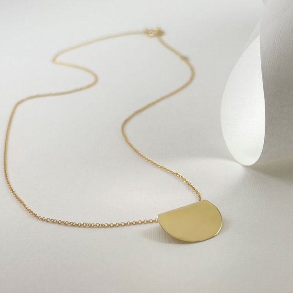 Κολιέ μισός κύκλος  - ΚΙΤΡΙΝΟ, ΧΡΥΣΟΣ K14, ΓΥΑΛΙΣΤΕΡΟ - 1