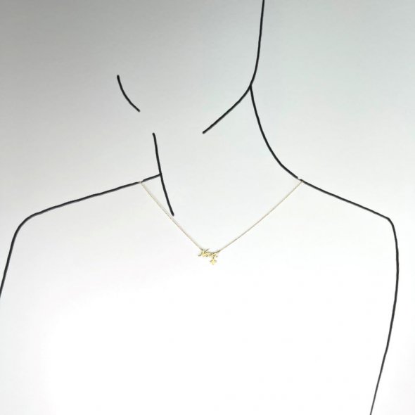 Κολιέ "Νονά" - ΚΙΤΡΙΝΟ, ΧΡΥΣΟΣ K14, ΓΥΑΛΙΣΤΕΡΟ, ΔΙΑΜΑΝΤΙ, WHITE, 0,04 - 2