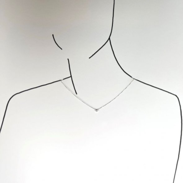 Κολιέ στρόγγυλο με διαμάντι - ΛΕΥΚΟ, ΧΡΥΣΟΣ K14, ΓΥΑΛΙΣΤΕΡΟ, ΔΙΑΜΑΝΤΙ, 0,07 - 2