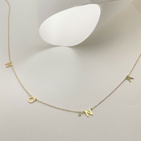 Κολιέ "Νονά" με διαμάντι - ΚΙΤΡΙΝΟ, ΧΡΥΣΟΣ K14, ΓΥΑΛΙΣΤΕΡΟ, ΔΙΑΜΑΝΤΙ, 0,006