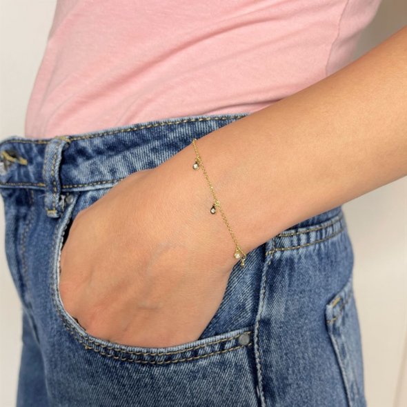 Βραχιόλι με διαμάντια  - ΚΙΤΡΙΝΟ, ΧΡΥΣΟΣ K14, ΓΥΑΛΙΣΤΕΡΟ, ΔΙΑΜΑΝΤΙ, 0,10 - 2