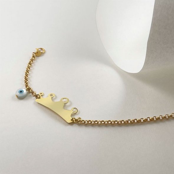 Βραχιόλι ταυτότητα κορώνα - ΚΙΤΡΙΝΟ, ΧΡΥΣΟΣ K14, ΓΥΑΛΙΣΤΕΡΟ, MOTHER OF PEARL - 1