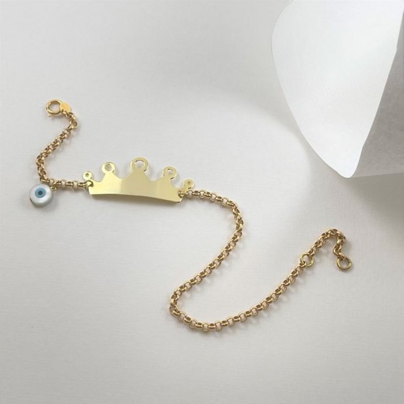 Βραχιόλι ταυτότητα κορώνα - ΚΙΤΡΙΝΟ, ΧΡΥΣΟΣ K14, ΓΥΑΛΙΣΤΕΡΟ, MOTHER OF PEARL - 2