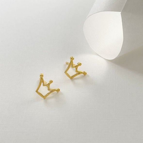 Σκουλαρίκια παιδικά κορώνα - ΚΙΤΡΙΝΟ, ΑΣΗΜΙ, ΓΥΑΛΙΣΤΕΡΟ