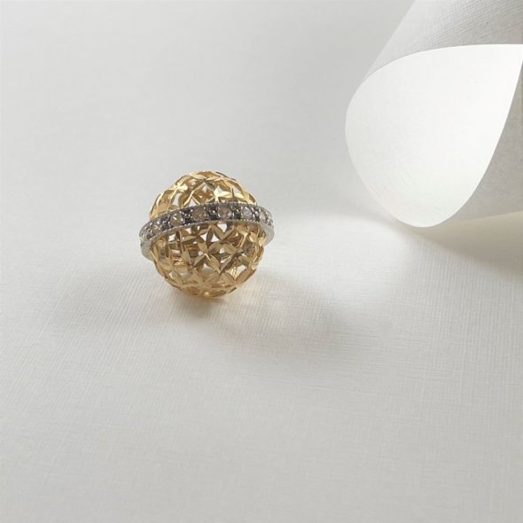 Μενταγιόν σφαίρα με ζιργκόν - ΚΙΤΡΙΝΟ-ΛΕΥΚΟ, ΧΡΥΣΟΣ K14, ΓΥΑΛΙΣΤΕΡΟ, ΖΙΡΓΚΟΝ, WHITE - 1