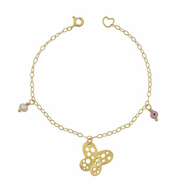 Βραχιόλι παιδικό πεταλούδα - ΚΙΤΡΙΝΟ, ΑΣΗΜΙ, ΓΥΑΛΙΣΤΕΡΟ, ΜΑΡΓΑΡΙΤΑΡΙ - 2