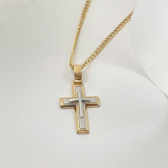 Σταυρός με πολλά επίπεδα σε λευκό κίτρινο - ΚΙΤΡΙΝΟ-ΛΕΥΚΟ, ΓΥΑΛΙΣΤΕΡΟ