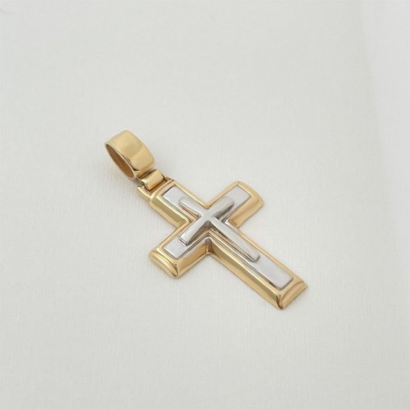 Σταυρός με πολλά επίπεδα σε λευκό κίτρινο - ΚΙΤΡΙΝΟ-ΛΕΥΚΟ, ΓΥΑΛΙΣΤΕΡΟ - 2