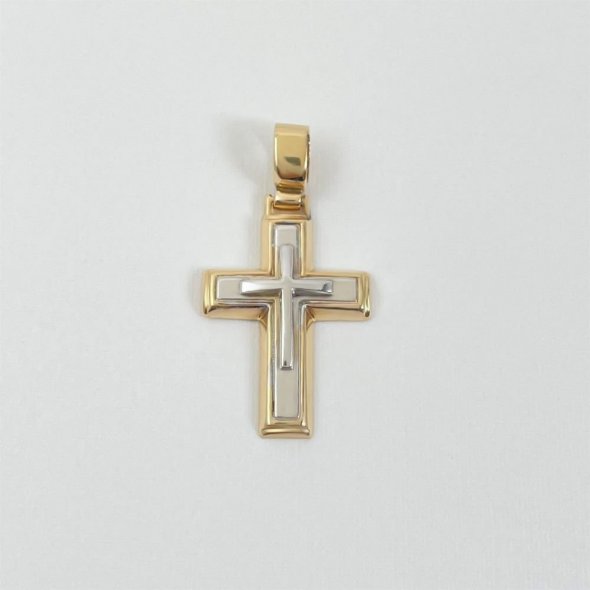 Σταυρός με πολλά επίπεδα σε λευκό κίτρινο - ΚΙΤΡΙΝΟ-ΛΕΥΚΟ, ΓΥΑΛΙΣΤΕΡΟ - 1