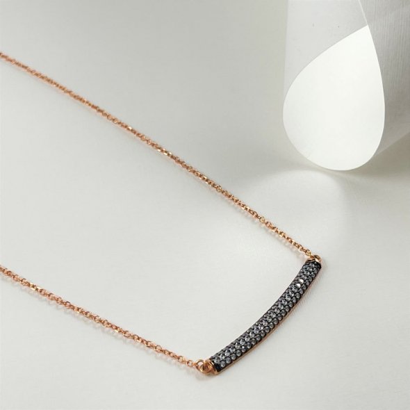 Κολιέ με ζιργκόν - ΡΟΖ, ΧΡΥΣΟΣ K9, ΓΥΑΛΙΣΤΕΡΟ, ΖΙΡΓΚΟΝ, WHITE, 43cm