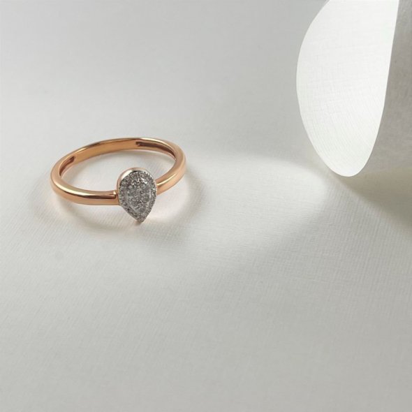 Δαχτυλίδι ροζέτα με διαμάντια - ΡΟΖ, ΧΡΥΣΟΣ K14, ΓΥΑΛΙΣΤΕΡΟ, ΔΙΑΜΑΝΤΙ, 0,11, 55 - 2