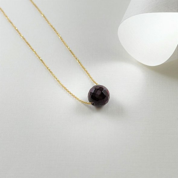 Κολίε ζώδιο - Γρανάτης - Αιγόκερως  - ΚΙΤΡΙΝΟ, ΧΡΥΣΟΣ K9, ΓΥΑΛΙΣΤΕΡΟ, ΓΡΑΝΑΤΗΣ, GARNET, 40cm