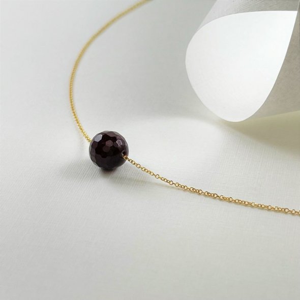 Κολίε ζώδιο - Γρανάτης - Αιγόκερως  - ΚΙΤΡΙΝΟ, ΧΡΥΣΟΣ K9, ΓΥΑΛΙΣΤΕΡΟ, ΓΡΑΝΑΤΗΣ, GARNET, 40cm - 1