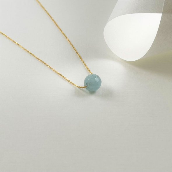 Κολιέ ζώδιο - Aqua Marine - Ιχθύς - ΚΙΤΡΙΝΟ, ΧΡΥΣΟΣ K9, ΓΥΑΛΙΣΤΕΡΟ, ΑΚΟΥΑ ΜΑΡΙΝ, WHITE, 40cm