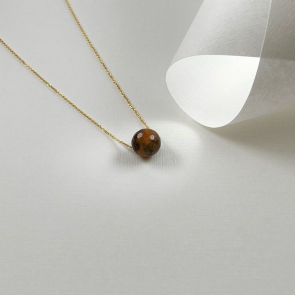 Κολιέ ζώδιο - Μάτι τίγρης - Λέων - ΚΙΤΡΙΝΟ, ΧΡΥΣΟΣ K9, ΓΥΑΛΙΣΤΕΡΟ, ΜΑΤΙ ΤΗΣ ΤΙΓΡΗΣ, BROWN-GOLD, 40cm