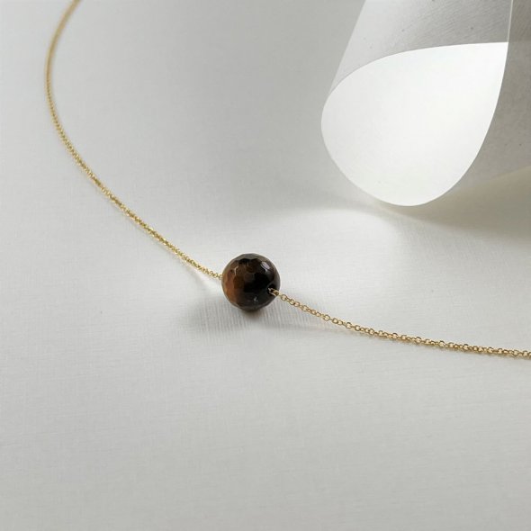 Κολιέ ζώδιο - Μάτι τίγρης - Λέων - ΚΙΤΡΙΝΟ, ΧΡΥΣΟΣ K9, ΓΥΑΛΙΣΤΕΡΟ, ΜΑΤΙ ΤΗΣ ΤΙΓΡΗΣ, BROWN-GOLD, 40cm - 1