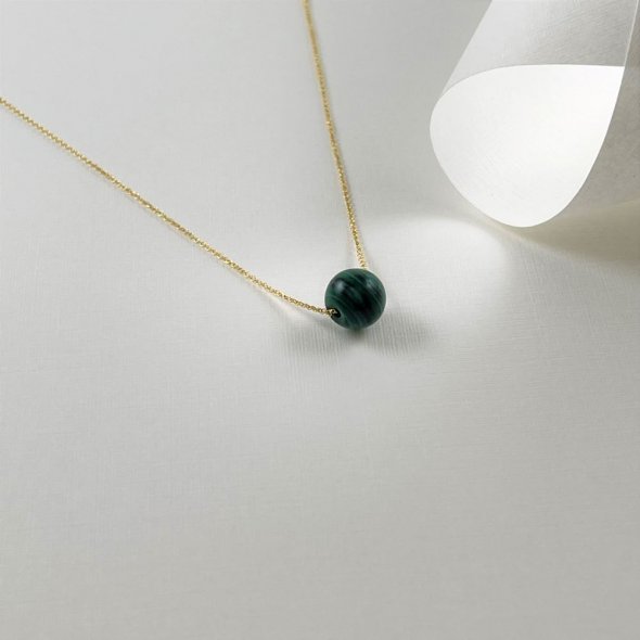 Κολιέ ζώδιο - Μαλαχίτης - Ταύρος - ΚΙΤΡΙΝΟ, ΧΡΥΣΟΣ K9, ΓΥΑΛΙΣΤΕΡΟ, ΜΑΛΑΧΙΤΗΣ, GREEN , 40cm